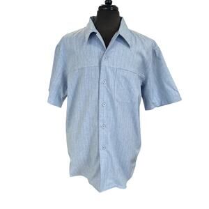 Pronti collection by phita Mens XL Blue Stripe Short Sleeve Chest Pocket EUC
